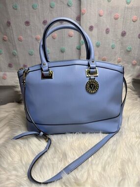 Anne Klein Light Lavender Structured Satchel with Gold Hardware